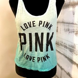 Blue ombré Victoria secret PINK tank top with rhinestones on the shoulders